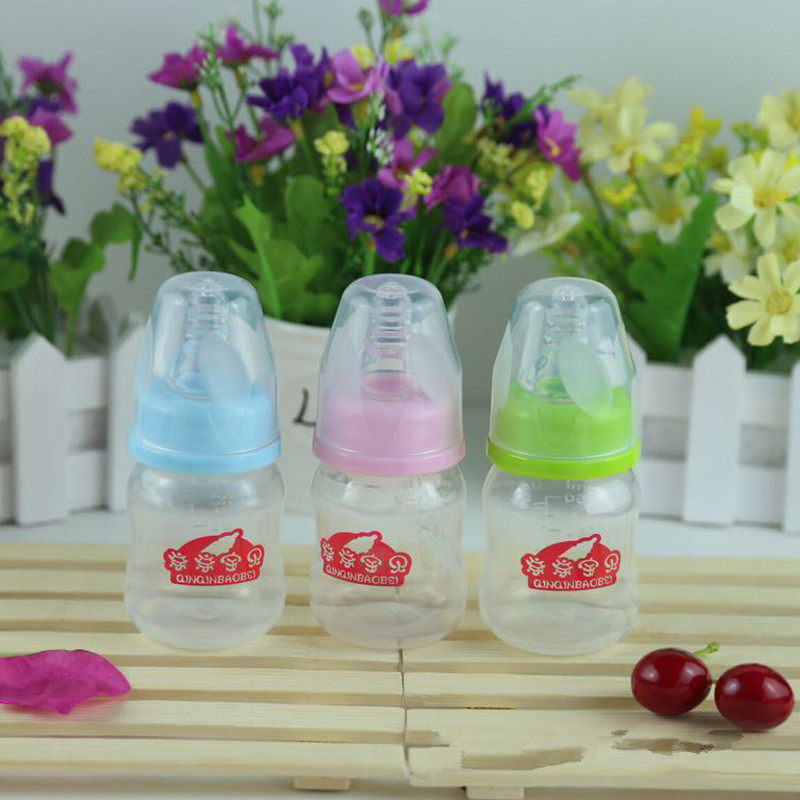 Baby drinks water and milk standard mouth PP baby bottle with straw 60ml anti-fall and anti-inflation