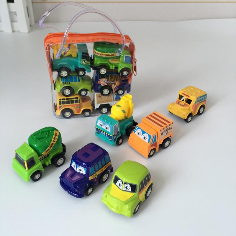 Baby back force car Mini small car toy PP with 6 new squeezes and a run