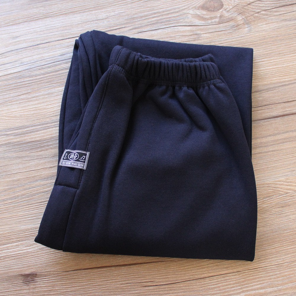 Quần cotton cạp cao rộng lưng ông nội quần ấm áp bố đáy quần cộng với quần XL béo trong quần mùa thu cao tuổi quần tất nữ lót lông