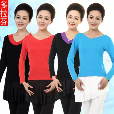 Autumn and winter square dance clothing women's long-sleeved dance practice clothes top Modal sailor dance top new dance clothes