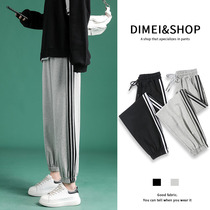 Sports pants women 2021 new gray spring and autumn loose bunch feet autumn winter plus velvet casual padded Harlan radish pants