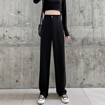 Black suit wide leg pants womens high waist drape feel 2021 spring and autumn thin straight tube summer thin loose loose mop trousers