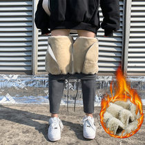 Warm sweatpants womens thick lamb cashmere loose bunches feet plus velvet casual Joker Harlan cotton pants autumn and winter long trousers