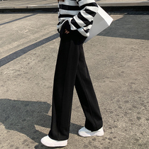 Broadlegged Pants Woman 2022 New Spring Autumn Season High Waist Pituality Black Small Sub Loose Casual Straight Drum Pants Children