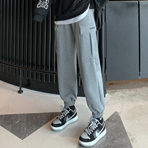 Grey Sports Pants Woman Loose Bunches SPRING AUTUMN SEASON SLIM FIT DESIGN SENSUALITY PANTS HIGH WAIST COVETED CASUAL WEAR PANTS