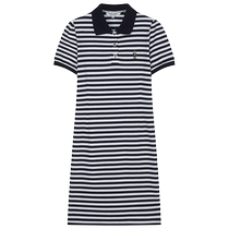 TeenieWeenie Bear 2024 Summer New Casual Striped Contrast Color POLO Dress Loose College Style Women