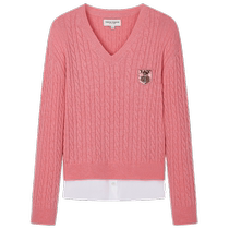 TeenieWeenie Bear 2024 Autumn New Sheep Wool Blended Fake Two-Piece Soft Waxy Cable Sweater Knitwear