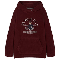 (Antibacterial) TeenieWeenie Bear 2024 Early Autumn New Retro Hooded Loose Velvet Sweatshirt for Women