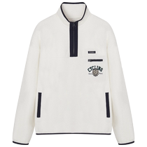 (Antibacterial) TeenieWeenie Bear 2024 New Relaxed Velvet Contrast Color Stand Collar Design Sweatshirt for Women