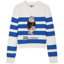 TeenieWeenie Little Bear Wu Kongkong co-branded 2024 new short striped sweater pullover sweater for women