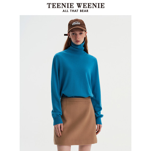 TeenieWeenie bear spring wool sweater cashmere bottoming sweater ຄໍເຕົ່າສີຂາວສໍາລັບແມ່ຍິງ