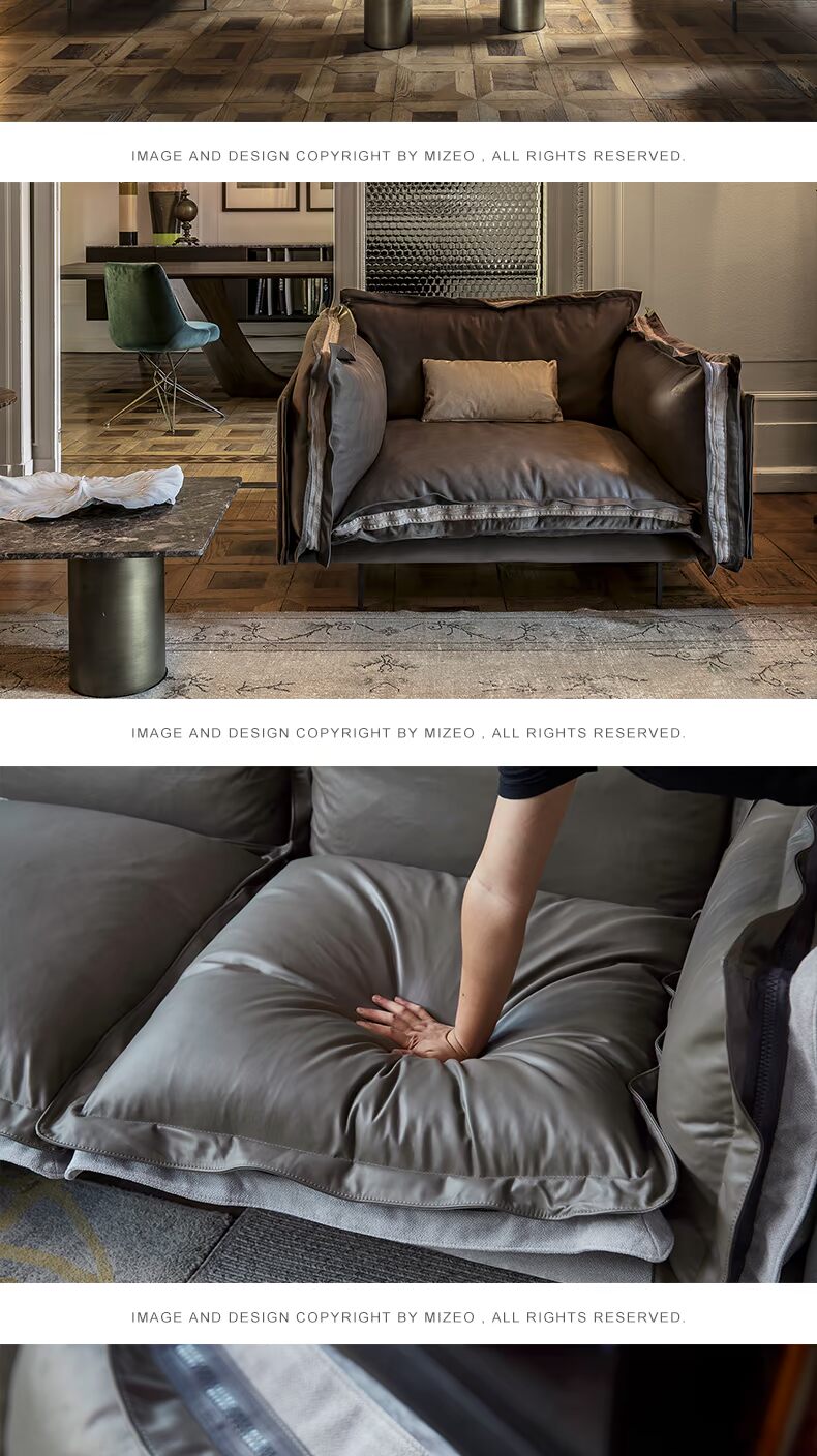 ngành năng lượng gió Bắc ou sofa sofa da sofa gác xép nhỏ gọn lông hiện đại ánh sáng sang trọng nội thất Ý - Ghế sô pha sofa nỉ