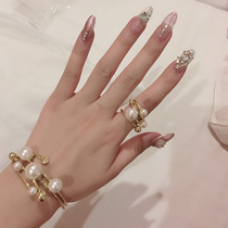 European and American creative fashion light luxury size pearl ring female star Net red with multi-layer Joker adjustable bracelet