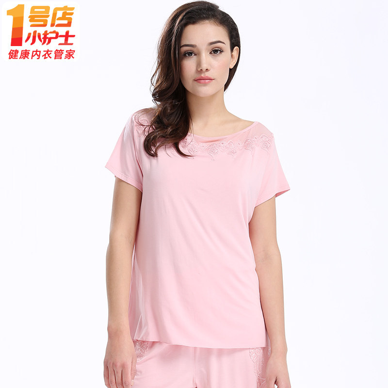 Small nurse in line with short sleeve T-shirt woman thin section casual half sleeve vest loose large size lace home jacket jacket