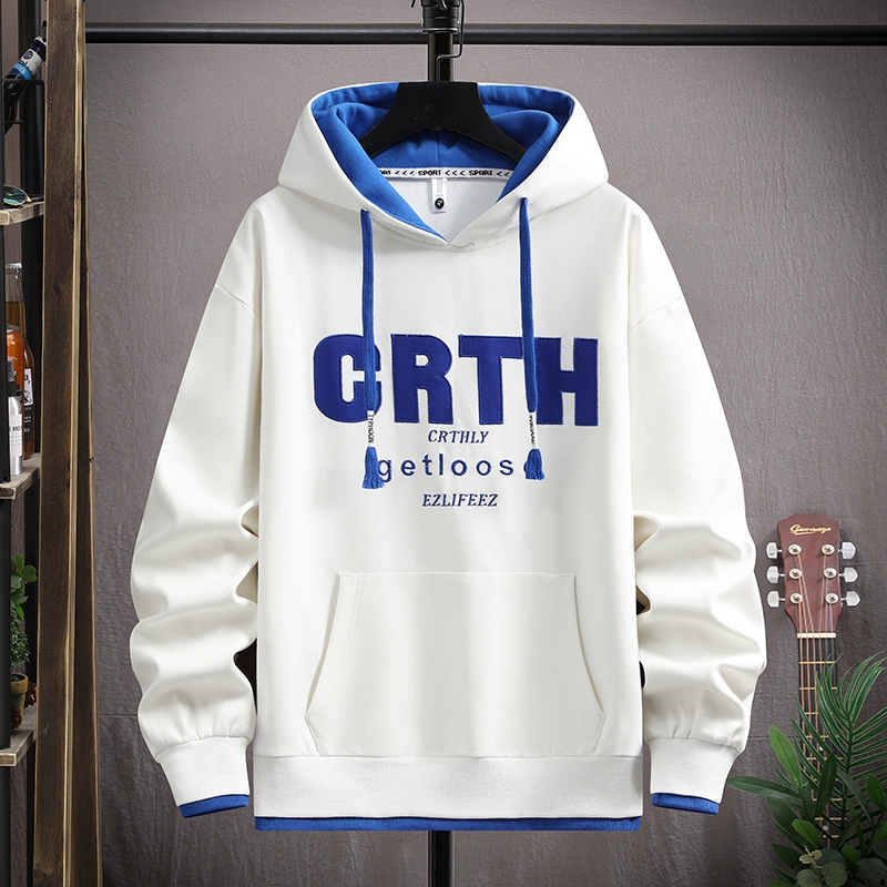 Spring and Autumn Youth Hooded Hong Kong Style Kangaroo Pocket Sweatshirt Boys Casual Pullover Top Big Kids Long-Sleeve T-Shirt