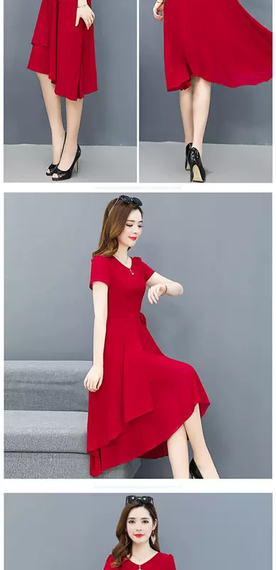Đầm dự tiệc nữ thần đầm voan nữ hè 2020 mới che bụng giảm tuổi mẹ gầy - Váy eo cao