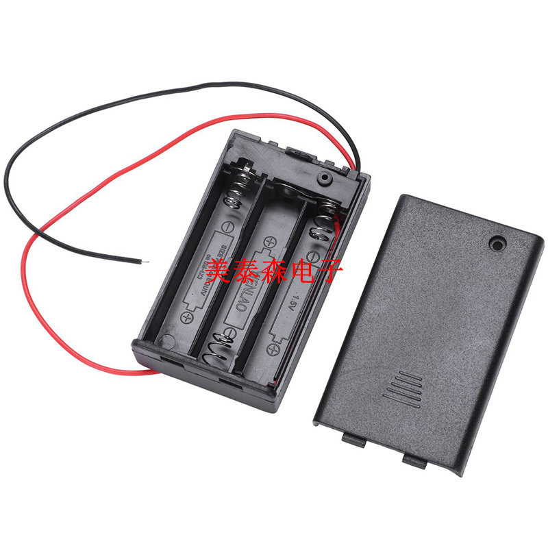 No. 7 3-section battery box with cover and switch AAA type - three-section sealed 4 5V flat row series battery box with wire