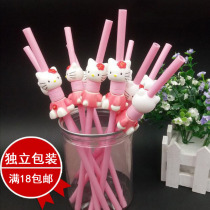 Cute cartoon animal straw pink independent loading children drinking water creativity scalable bending food grade hard straw