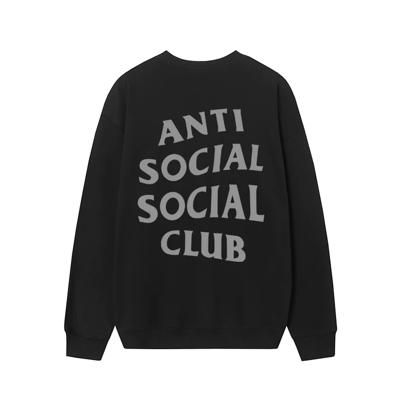 ANTI SOCIAL SOCIAL CLUB ASSC базовый отражающий принт китайского дракона осень-зима круглого выреза толстая хлопчатобумажная ткань