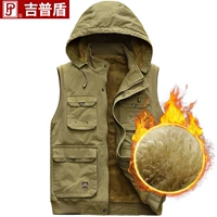 Vest nam cộng với áo khoác nhung dày Mùa thu và mùa đông ấm áp trùm đầu kích thước lớn vest vest - Dệt kim Vest áo khoác len mỏng