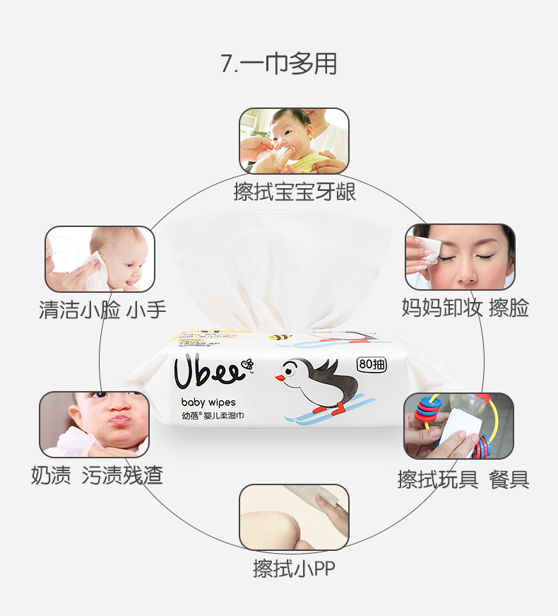 Khăn lau trẻ em Cub 80 bơm * 3 gói Khăn lau chăm sóc da cho trẻ sơ sinh giấy ướt an toàn cho bé
