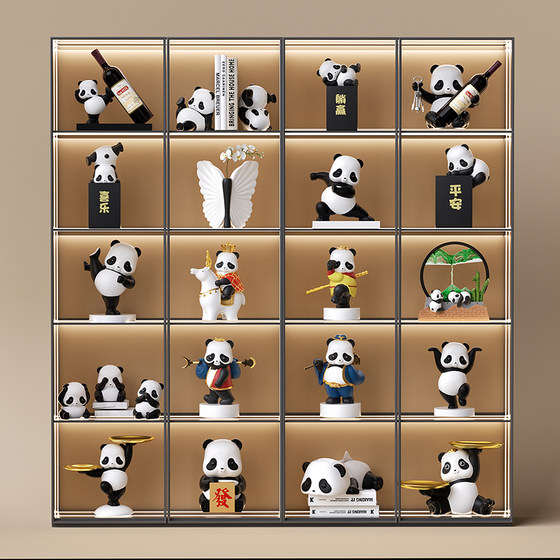 熊猫软装高级感展示柜摆件现代轻奢乔迁新居全套客厅红酒架装饰品