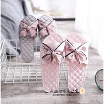 Spot Japanese gp satin bow Indoor non-slip female casual flat silk floor home shoes summer tide