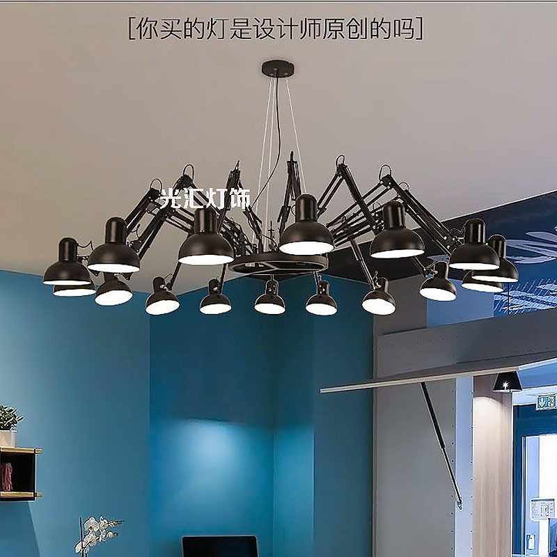Personalized Retro Creative Retractable Spider Chandelier for Internet Cafes, Studios, Clothing Stores, Hair Salons, Octopus-Shaped Living Room Dining Chandelier