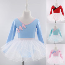 Childrens dance dress rehearsing for autumn and winter long sleeve disc buckle Chinese dance dress folk dance ballet dancer dress dancing dress