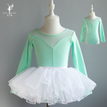 Childrens dance suit Girls ballet dresses Gongfu Girls Chinese dance Gymnastics Suit Young Children Long Sleeve Autumn Winter Exam Grade