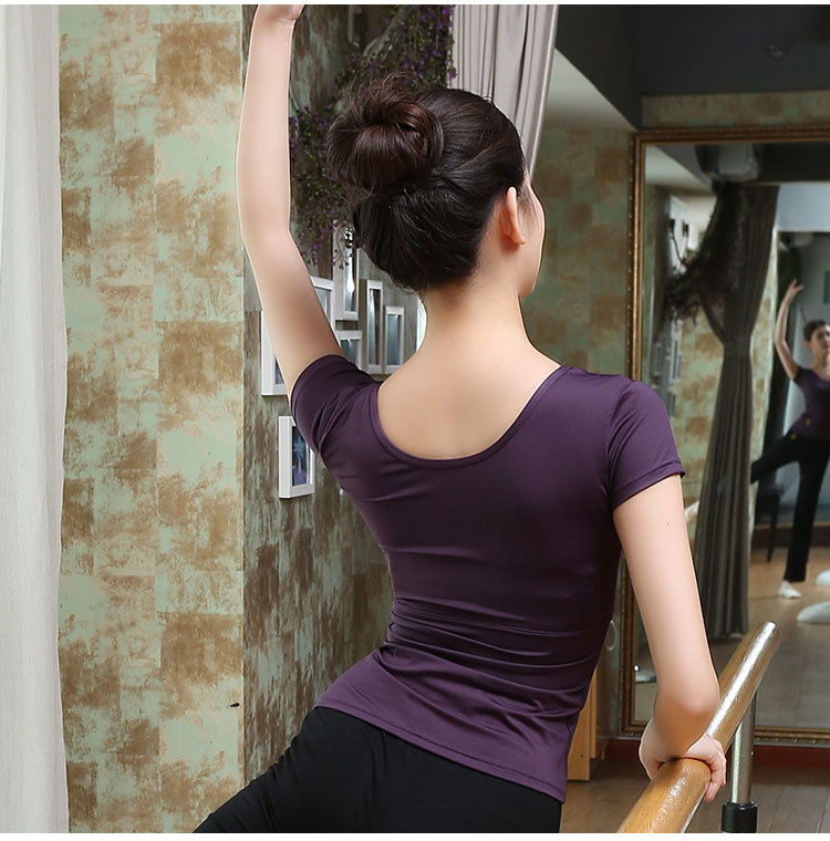 Giày đỏ N áo sơ mi ngắn tay trơn Áo thun hiện đại áo sơ mi yoga nhảy tập yoga thể dục nhịp điệu nữ 3250 - Khiêu vũ / Thể dục nhịp điệu / Thể dục dụng cụ quần áo thể dục nhịp điệu