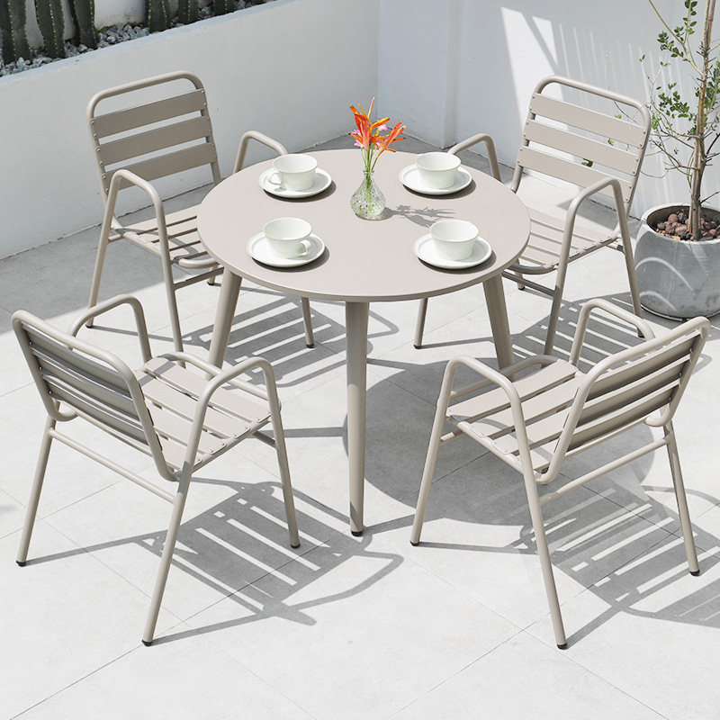 Outdoor table and table waterproof aluminium alloy minimalist courtyard garden Balcony Open-air Casual Dining Chair Milk Tea Cafe Modern