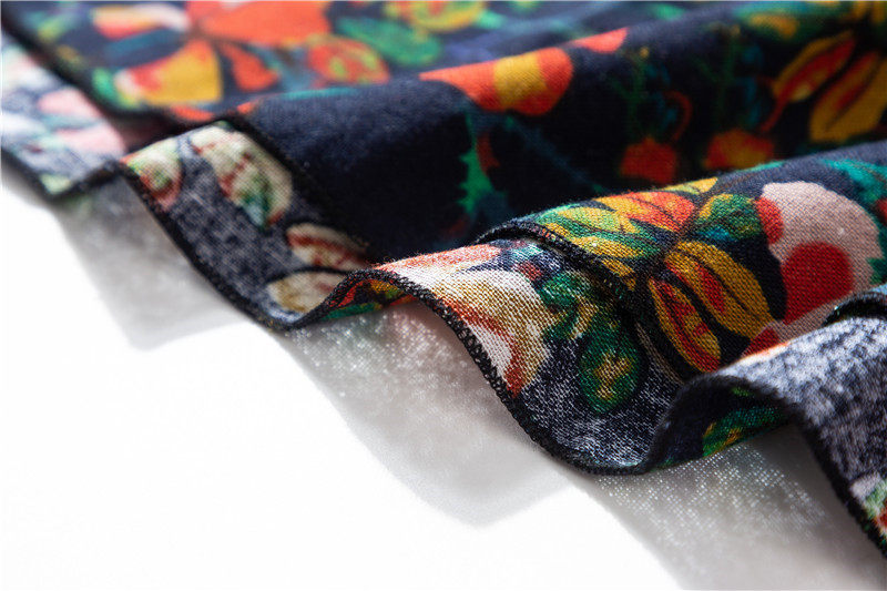 Female Cotton Linen Autumn Vintage Plus Size a-line High Waist National Fashion Big Flower Maxi Ladies Skirts for Womens