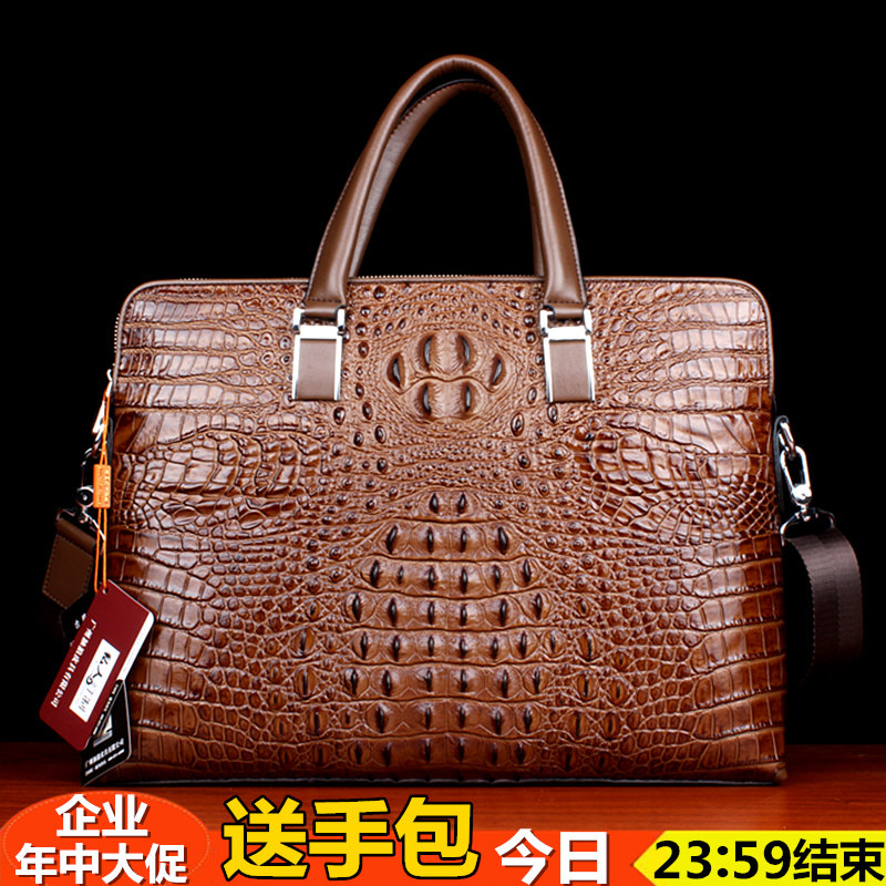 Crocodile Leather Men's Bag Fashion Men's Shoulder Briefcase Men's Business Crocodile Handbag Men's Crocodile Leather Backpack