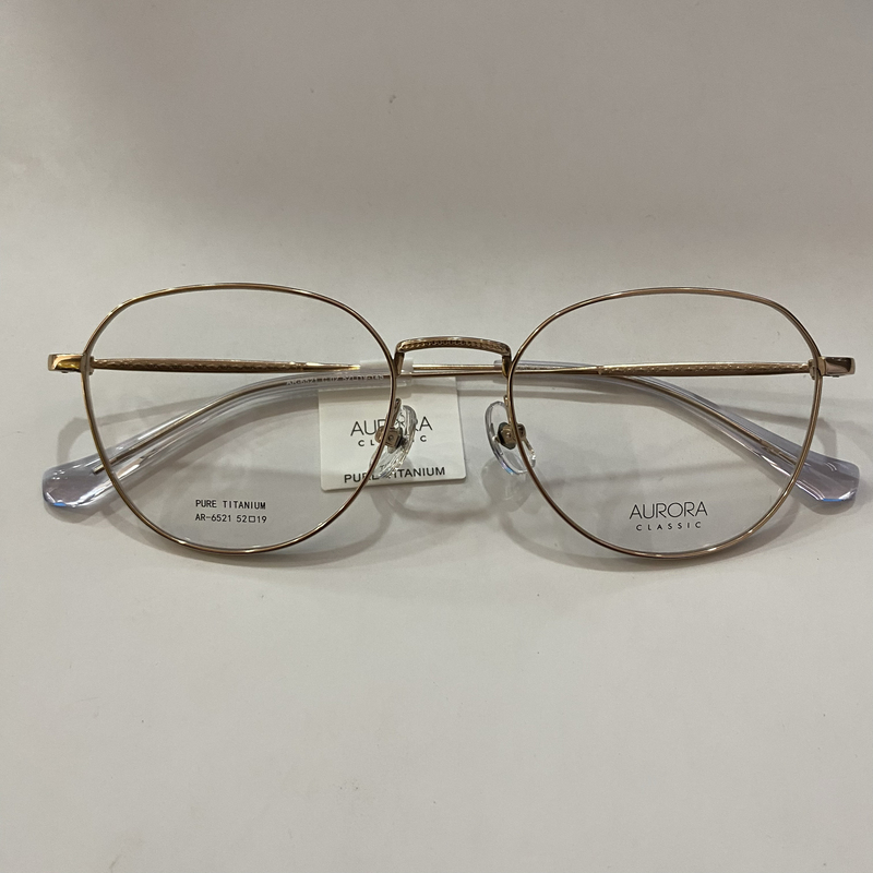 Aurora Fashion Titanium Eyeglass Frame Ar-6521 C02 Color Rose Gold Aurora Fashion Titanium Eyeglass Frame Ar-6521 C02 Color Rose Gold