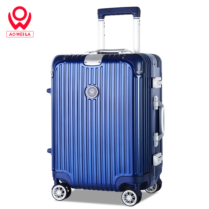 Aoweila/奧維拉2024寸網(wǎng)紅拉桿箱萬向輪男女鋁框行李箱密碼箱登機(jī)旅行箱子