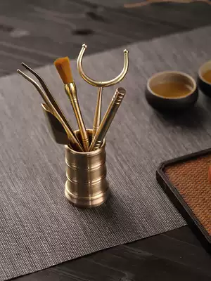 Pure copper tea ceremony six gentlemen copper knife tea shovel Copper Cup Fork copper tea brush tea tweezers tea clip whole set tea set accessories