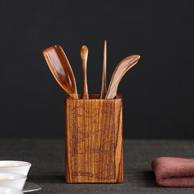 Kung Fu Solid Wood Tea Ceremony Six Gentlemen Set Huanghuali Wood Tea Spoon Tea Clip Tea Needle Kung Fu Tea Set Accessories Gift Box