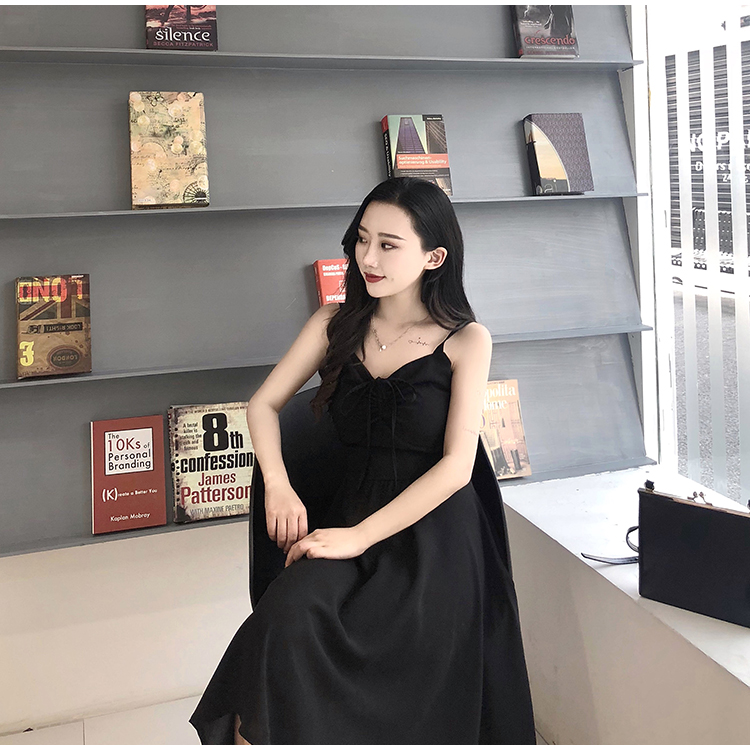 VK旗艦店 韓國風露肩收腰系帶修身性感吊帶無袖洋裝