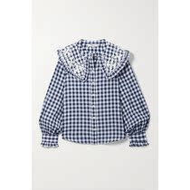 Tax-included Sea Gina embroidery square pure Bari gauze womens shirt 2022 new autumn winter ladies