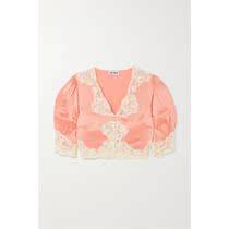 Rixo Yasmin lace trim hammer satin short blouse 2021 new luxury blouse