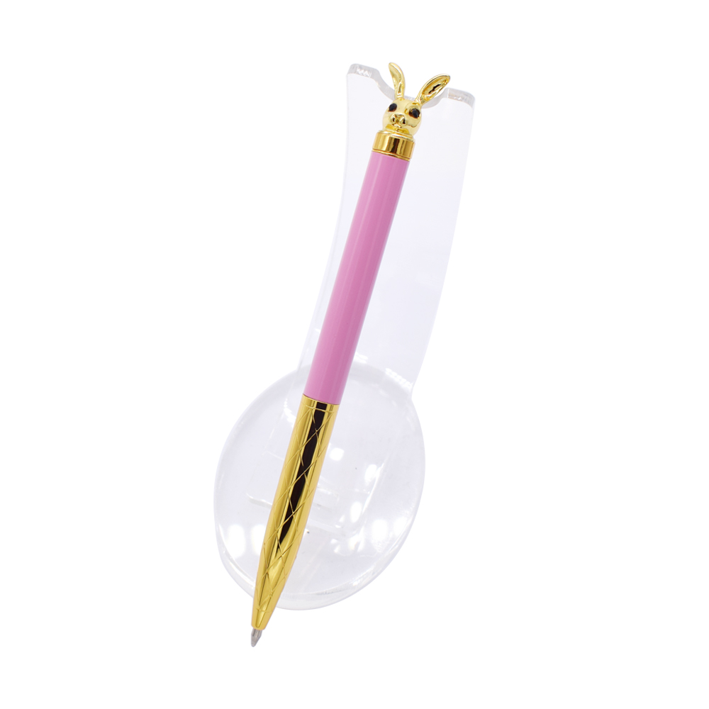 Clear Barn Good Stock Brand New Metal Rabbit Pen Turn Ballpoint Pen Exchangeable Core Girlfriends Pink Valentine's Day Friends Pink