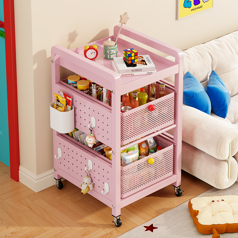 Dopamine Cart Snack Storage Rack Floor-Standing Multi-Layer Movable Home Living Room Children's Toy Storage Bookshelf
