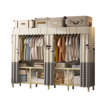 Folding simple wardrobe home bedroom installation-free cloth wardrobe small apartment full steel frame strong and durable for rental use