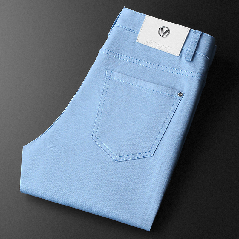 2026 Spring/Summer European Style Sky Blue Jeans for Men, Trendy Brand, Fashionable, Slim Fit, Stretchy, Comfortable, Stylish Skinny Pants
