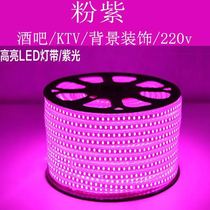 Pink led light strip with 2835 double row light with waterproof red light 220V outdoor bedroom ceiling 120 purple light strip