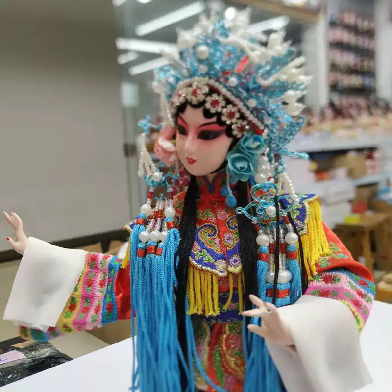 唐人坊迷你版絹人娃娃擺件京劇戲曲人物楊貴妃老北京紀念品送老外-淘寶