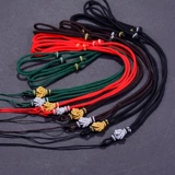 Ремешок, браслет из красной нити, зеленая подвеска ручной работы подходит для мужчин и женщин, плетеное ожерелье, цепь