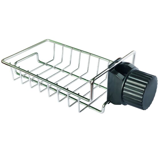 Kitchen Stainless Steel No-Drill Faucet Storage Rack, Draining Organizer, Space-Saving Sink Storage Solution
