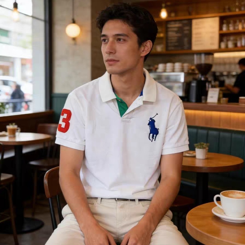 Polo Ralph Lauren Genuine Men's Short-Sleeve Polo Shirt with Large Logo, Purchased from the Usa Polo Ralph Lauren Genuine Men's Short-Sleeve Polo Shirt with Large Logo, Purchased from the Usa